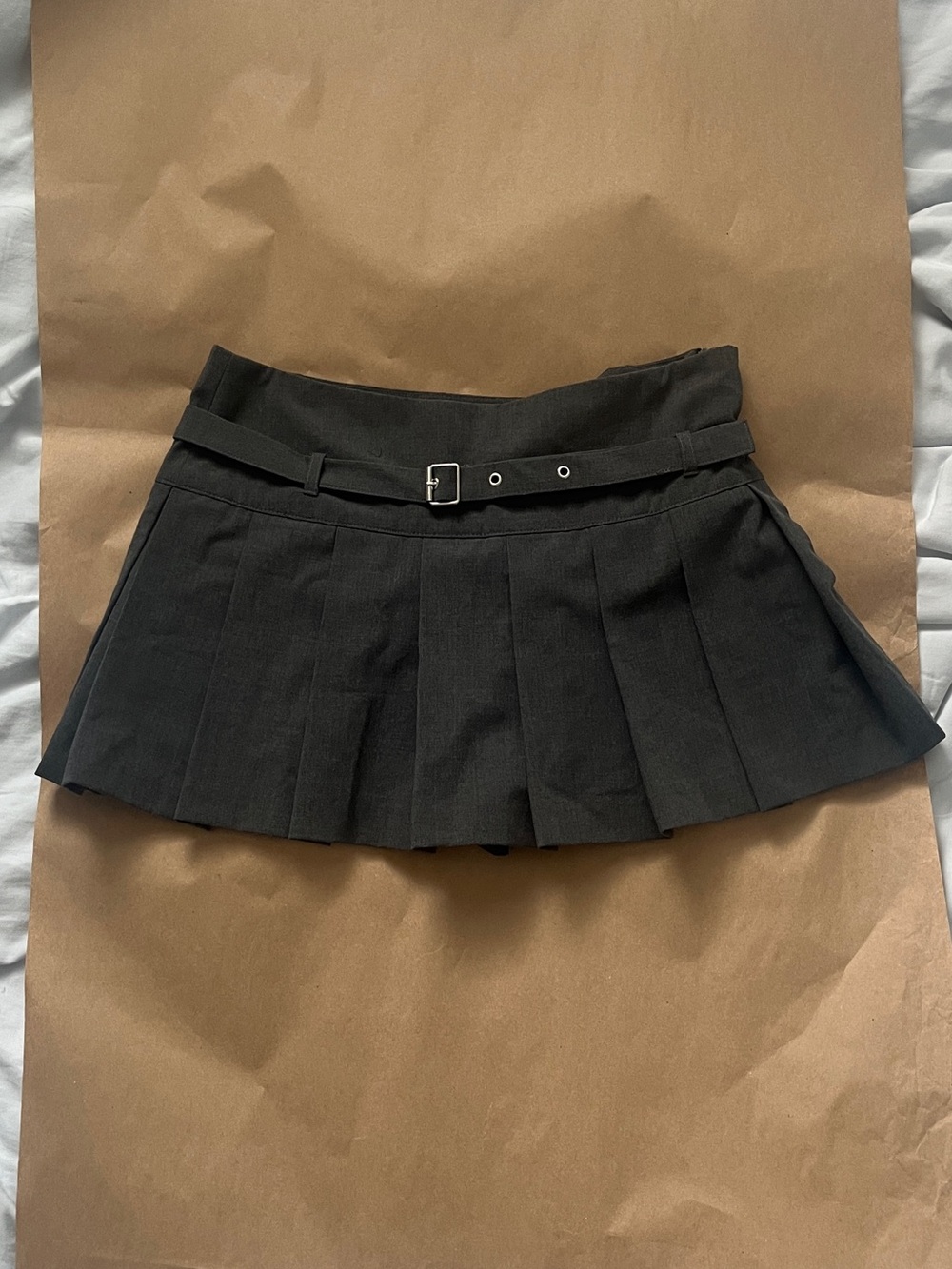 Zara Grey Pleated Mini Skort with Belt